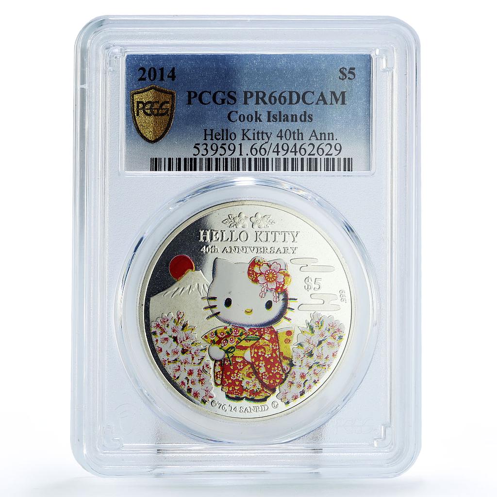Cook Islands 5 dollars Cartoons Anime Hello Kitty PR66 PCGS silver