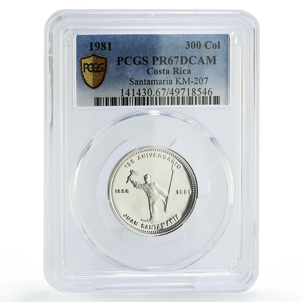 Costa Rica 300 colones Revolutionary Juan Santamaria PR67 PCGS silver ...