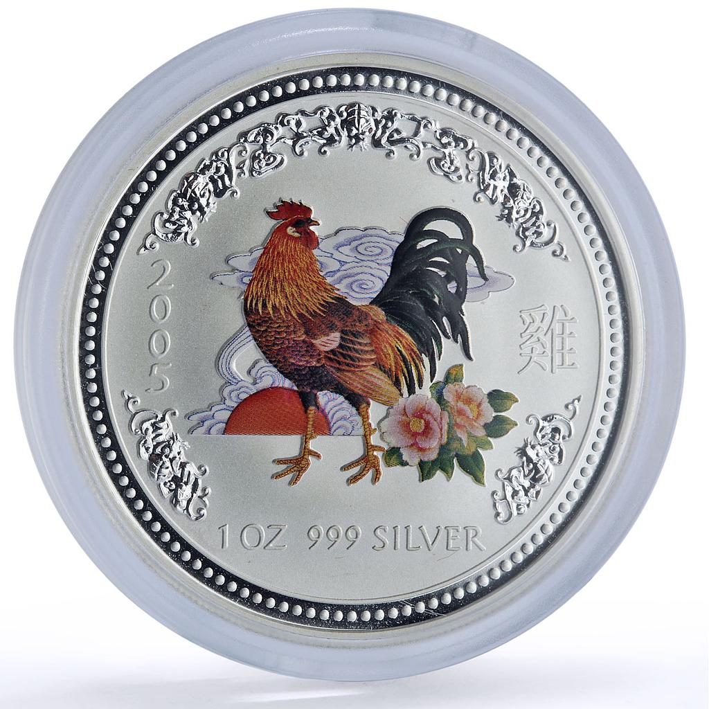 Australia 1 dollar Year of the Rooster Lunar Series 1 Color silver coin ...