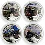 Niue set 4 coins Famous Express Trains proof colored silver 2010