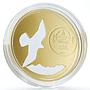 Mongolia 500 togrog Falcon bird gilded silver coin 2015