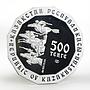 Kazakhstan 500 tenge Tigerhead Sculpture gilded silver coin 2005
