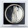Egypt 5 pounds Seated jeweled cat proof silver coin 1994