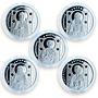 Belarus 10 rubles Saints of Orthodox set of 5 silver proof coins zircons 2008