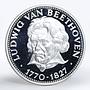 Paraguay 150 guaranies Ludwig van Beethoven composer proof silver coin 1974