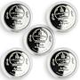 Mongolia set of 5 coins 50th Soviet Space Exploration colored proof silver 2007