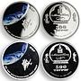 Mongolia set of 5 coins 50th Soviet Space Exploration colored proof silver 2007