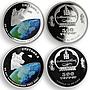 Mongolia set of 5 coins 50th Soviet Space Exploration colored proof silver 2007