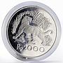 Indonesia 2000 Rupiah Javan Tiger proof silver coin 1974