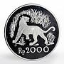Indonesia 2000 Rupiah Javan Tiger proof silver coin 1974