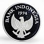 Indonesia 2000 Rupiah Javan Tiger proof silver coin 1974