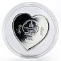 Mongolia 250 tugriks Happy Birthday girl heart shaped silver coloured coin 2008