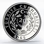 Turkey 20 lira Brown Bear animal proof silver coin 2005