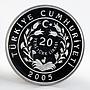 Turkey 20 lira Brown Bear animal proof silver coin 2005