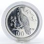 Pakistan 100 rupees Tropogan pheasant Bird Fauna silver coin 1976