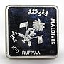 Maldives 100 rufiyaa Millennium silver proof square coin 2000