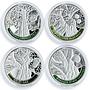 Armenia set of 4 coins 100 drams Oldest Trees Of The World proof silver 2014