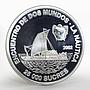 Ecuador 25000 sucres Sailing Raft Ship proof silver coin 2002