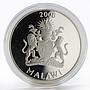 Malawi 5 kwacha Leopards journey through Africa coloured silver proof coin 2006