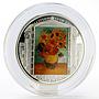 Cook Islands $20 Vincent van Gogh Sunflowers Art Silver Coloured Swarovski 2010