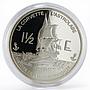 France 1 1/2 euro La Corvette Antartic Territory Essai proof silver coin 2004