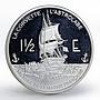 France 1 1/2 euro La Corvette Antartic Territory Essai proof silver coin 2004