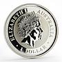 Australia 1 dollar Year of the Rooster Lunar Series I Gilded Silver 1 Oz 2005