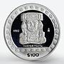 Mexico 100 pesos God of Fire Huehueteotl The Aztek proof silver coin 1992