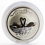 Niue 2 dollars Love is precious, 2 black swans proof silver coin 2009