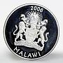 Malawi 5 Kwacha Lion Lioness Journey Through Africa silver proof coin 2006