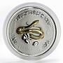 Australia 1 Dollar Lunar Year of the Snake gilded silver coin 1oz 2001