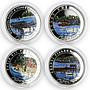 Singapore set of 4 coins 1 dollar Rustic Coast Sea silver proof colored 2007