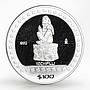 Mexico 100 pesos Seated Sculpture Xochipilli proof silver coin 1992