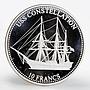 Congo 10 francs Ship USS Constellation silver proof coin 2001