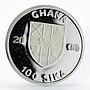 Ghana 100 sika Ship Santa Maria proof silver coin 2000