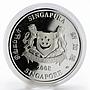 Singapore 5 dollars Flowers Oncidium Goldiana colored silver proof coin 2008