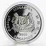 Singapore 5 dollars Flowers Aranda Tay Swee Eng colored silver proof coin 2008