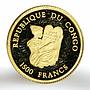 Congo 1500 francs Dresden Frauenkirche proof gold coin 2004