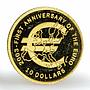 Nauru 10 dollars Anniversary of Euro proof gold coin 2003