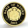 Nauru 10 dollars Anniversary of Euro proof gold coin 2003