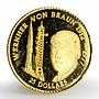 Niue 25 dollars Wernher von Braun proof gold coin 1996