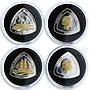 Bermuda $3 Shipwrecks Set of 6 Triangular Silver Proof Gilded coins 2006