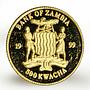 Zambia 500 kwacha Dr. David Livingstone proof gold coin 1999
