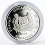 Singapore 5 dollars Flowers Spathoglottis Primrose colored silver proof 2009