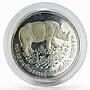 Thailand 50 baht Wildlife Conservation rhinoceros silver proof coin 1974