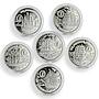 Cook Islands set 6 coins Tall Ships of 20th Century silver 2008