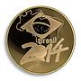 Brazil FIFA World Cup 2014, Gold Plated Coin, 1 oz, Soccer, Football Finals