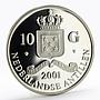Netherlands 10 gulden Albert II gilded proof silver coin 2001