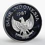 Indonesia 10000 Rupiah Wildlife Wild Pig animal proof silver coin 1987