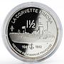 France 1 1/2 euro La Corvette Mimosa Ship silver proof coin 2004